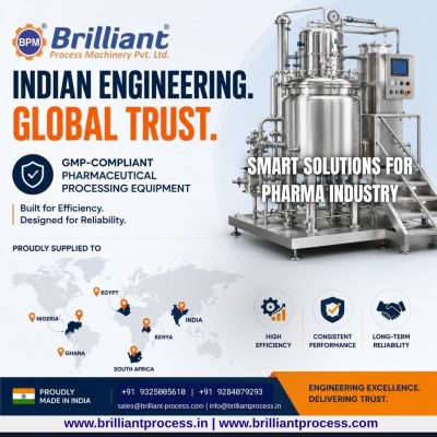 Brilliant Process Machinery Pvt. Ltd. is a trusted manufacturer and exporter of pharmaceutical processing equipment, serving clients across domestic and international markets.